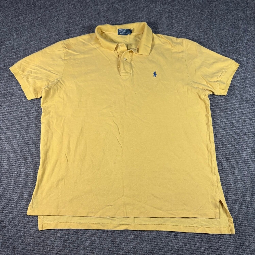 Polo Ralph Lauren Polo Shirt Mens XXL Yellow Excellent Short Sleeve Pique Pony